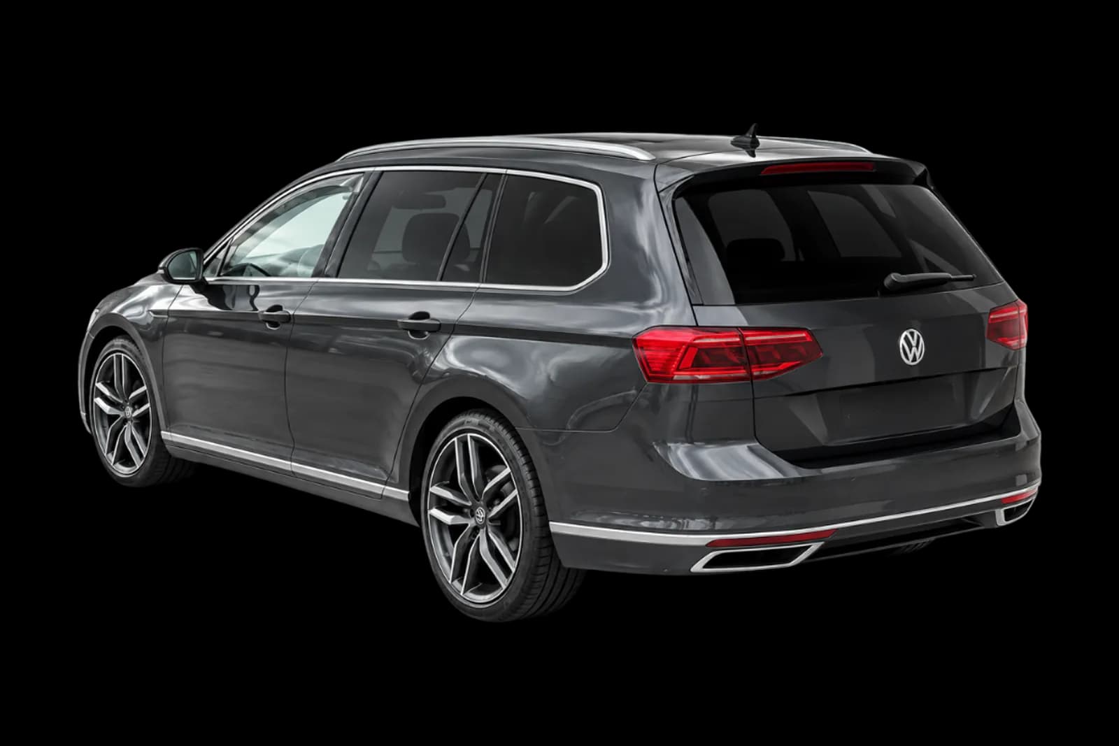 Grauer Volkswagen Passat 2019, Kombi zu vermieten – Heckansicht